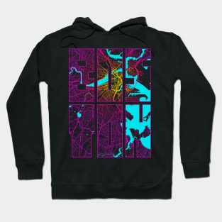 Boston, Massachusetts, USA City Map Typography - Neon Hoodie